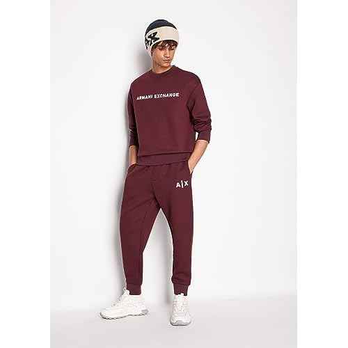 Armani Exchange mens Jacquard Fleece Classic Simple Logo Pullover Sweatshirt