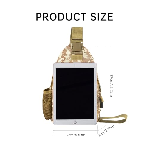 Men's Waterproof Oxford Canvas Messenger Bag with Camouflage Chest Bag for Outdoor Leisure Mountain Hiking, Adjustable Strap