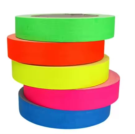 AISEY Neon Gaffer Cloth Tape, Fluorescent Colors Pro Gaff Tape UV Blacklight Tape for UV Party 0.6 inch x 16.5 feet, 5 Pack