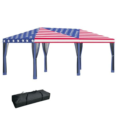 Outsunny 10' x 20' Pop Up Canopy Tent with Netting, Heavy Duty Large Party Tent, Instant Sun Shelter with Carry Bag for Ba...