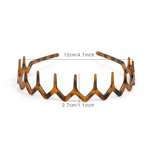 WOVOWOVO Zig Zag Headbands, 2PCS Plastic Wavy Hair Band with Teeth, Comb Headbands for Women and Men, Classic 90s Hairband...