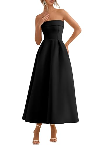PRETTYGARDEN Cocktail Dresses for Women 2026 Summer Formal Elegant Tube Top Strapless Spring Wedding Guest Party Midi Dress