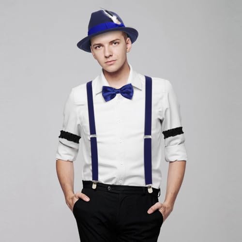 Ultrafun 1920s Mens Costume Retro Gatsby Gangster Accessories Set Fedora Hat Suspender Roaring 20s Costumes