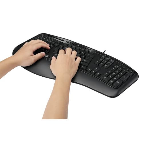 Adesso Tru-Form 150 3-Color Illuminated USB Ergonomic Keyboard AKB-150EB