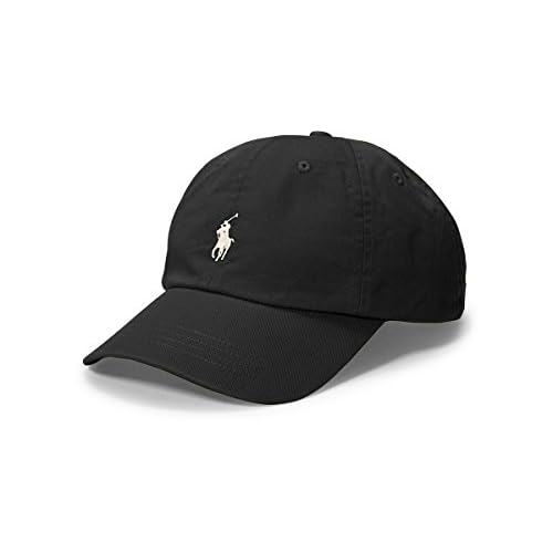 Ralph Lauren Mens Polo Sports Pony Logo Hat Cap (One Size, Black (White Pony))