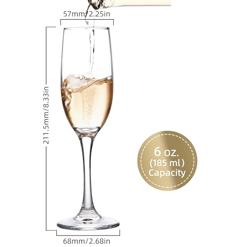 UMEIED Set of 16 Champagne Glasses, Champagne Flutes with Classic Shape, Long stem Sparkling Wine glasses for Wedding, Res...