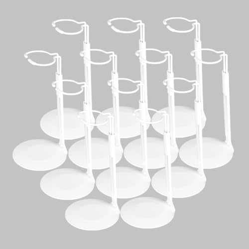 QUEBAN 12-Piece Doll Stand Set for 8-14-Inch Dolls, 5-8-Inch Adjustable Action Figure Stand with Retractable Waistline Dol...