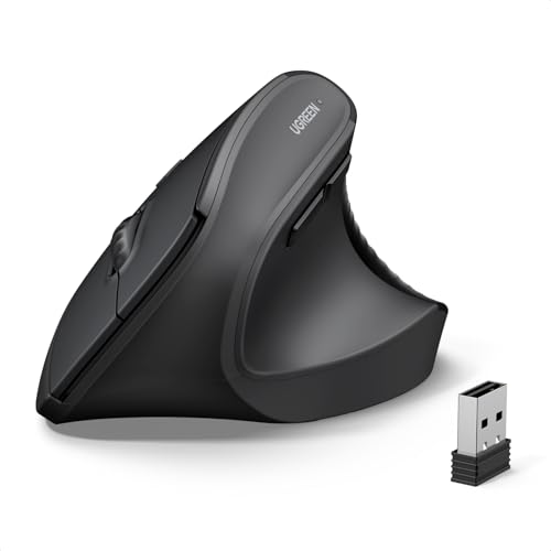 UGREEN Ergonomic Mouse, Wireless Bluetooth Vertical Mouse, Dual-Mode (BT 5.4 & USB 2.4G), Quiet Clicks, 4 Adjustable DPI (...