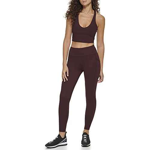DKNY Womens Sport Tummy Control Workout Yoga Leggings, Currant, Large US