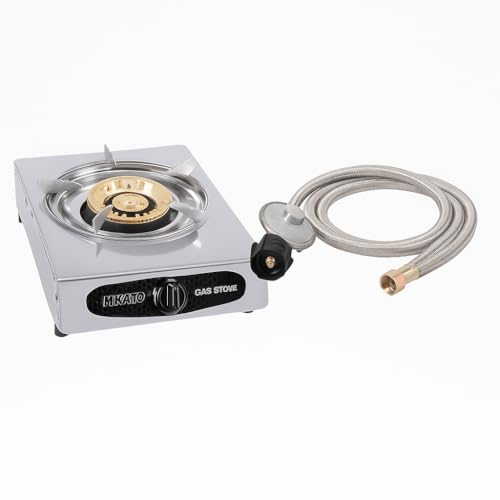 Nikatto Single Burner Gas Stove With Regulator, Stainless Steel Propane Stove For Camping, Tailgating, and Hurricane Prepa...