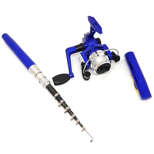 Portable Small Pen Fishing Rod Spinning Reel Combos, 38" 55" Compact Telescopic Fish Pole Kits for All Season Fishing in R...