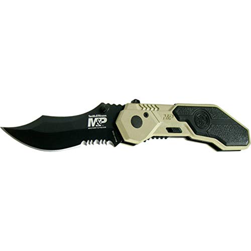 Smith & Wesson M&P SWMP1BSD 7.1in S.S. Assisted Folding Knife with 2.9in Serrated Clip Point Blade and Aluminum Handle for...