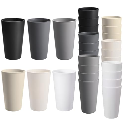 24 Pcs Unbreakable Plastic Cups Set, 20 oz Reusable Plastic Cups, Stackable Water Tumblers, Drinking Cup for Kitchen, Outd...