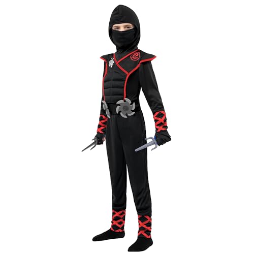 Spooktacular Creations Halloween Ninja Costume, Ninja Outfit Set for Kids, Halloween Costumes for Boys Dress Up Party