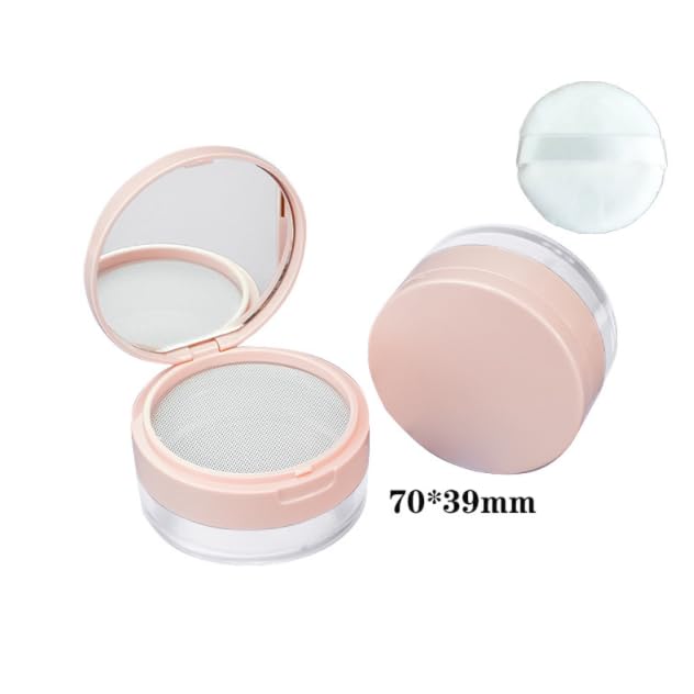 Duehut Loose Powder Cocntainer No Leaks Empty Reusable Plastic Loose Powder Compact Container Makeup Powder Case with Sponge Pow