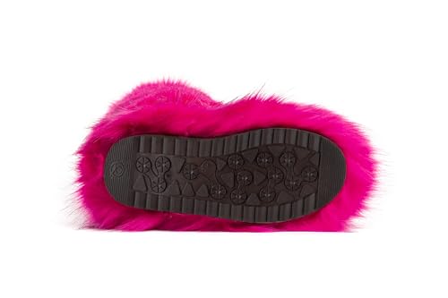 IXU Women's Faux Fur Boot Furry Fluffy Round Toe Suede Winter Comfy Plush Warm Short Outdoor Indoor Flat Shoes Knee-High B...