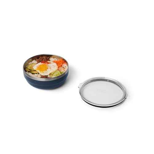 YETI Rambler Low Bowl, Vacuum Insulated, Stackable and Nestable Stainless Steel Bowl with Lid, 1.6 Quart, Navy