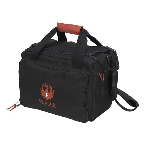 Ruger Shooting Range Bag by Allen Company - Tactical Gun Case w/ Pistol Rug and 6 Mag Pockets - MOLLE Compatible - 11.5" x 7" - Black