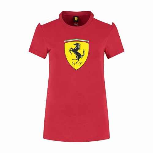 PUMA Scuderia Ferrari F1 Women's Tshirt with Large Scudetto Shield Logo - Red