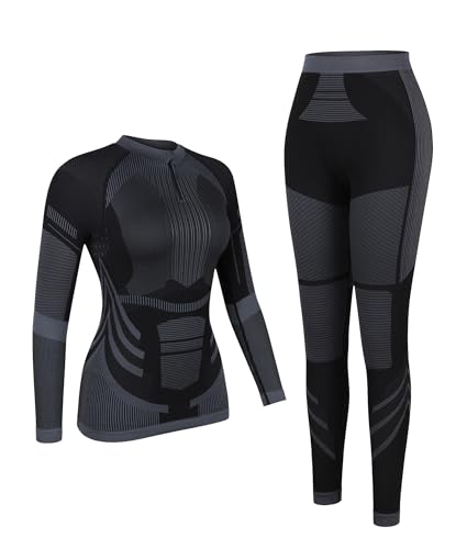 ATTRACO Womens Thermal Underwear Sets Half Zip Womens Long Johns Underwear Thermal Wear for Women Thermal Set Winter