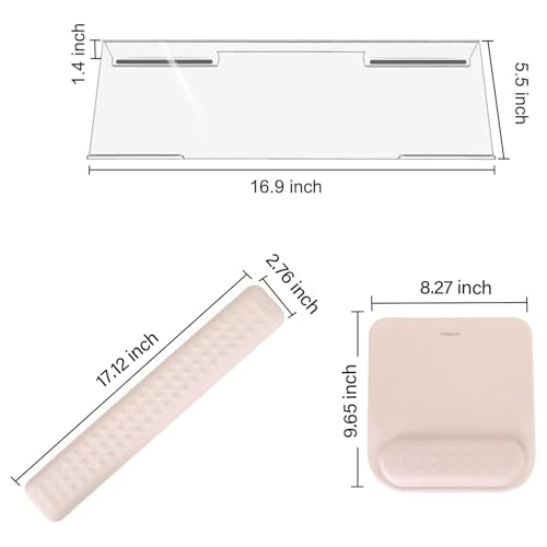 MOSISO Computer Keyboard Stand&Wrist Rest Support for Keyboard &Mouse Pad Set, Ergonomic Massage Wrist Rest Set, Easy Typi...