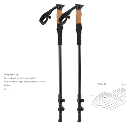 2-Pieces 3K 100% Carbon Fiber Trekking Poles Ultra Strong Lightweight Collapsible Hiking Poles with Cork and EVA Foam Grip...