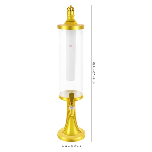 Beer Tower Beverage Dispenser, 3L Tabletop Drink Dispensers with LED Colorful Shinning Lights and Ice Tube, Clear Fashiona...