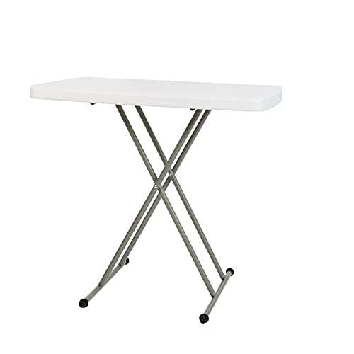 Flash Furniture Elon Folding Table - Granite White - Height Adjustable - 30 Inch - TV Tray - Commercial Grade Laptop Table