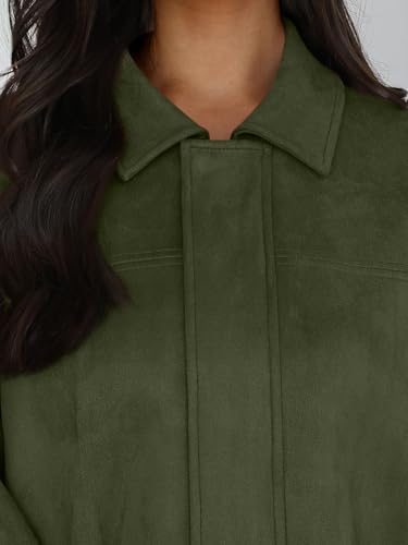 Trendy Queen Womens Faux Suede Bomber Jacket Fall Oversized Zip Up Cropped Jackets Winter Motorcycle Coat 2026