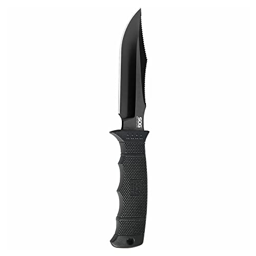 SOG Fixed Blade Knives with Sheath - SEAL Pup Elite Survival Knife, Hunting Knife w/ 4.85 Inch AUS-8 Bowie Knife Blade for...