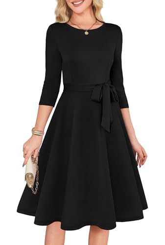 RUMIA Women's Cocktail Dresses 3/4 Sleeve Vintage Wedding Guest Dress (XS-3XL)