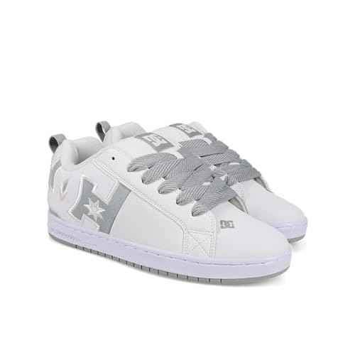 DC Men's Court Graffik Skate Shoe, White/Grey, 10.5