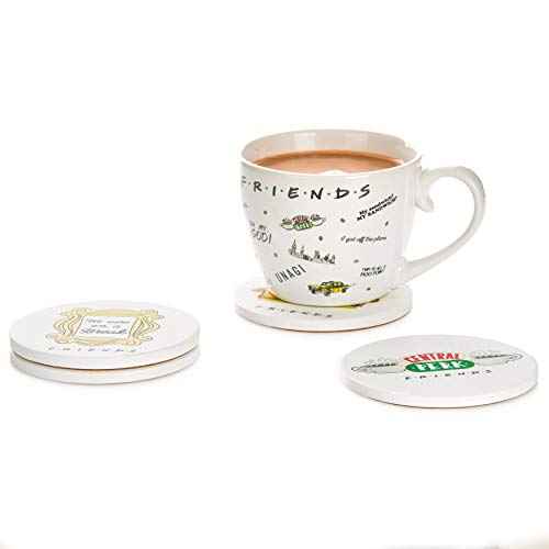 Friends TV Show Merch Ceramic Drink Coasters Set of 4 with Cork Backing | Friends Home & Kitchen Decor