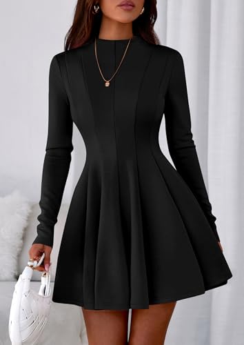 PRETTYGARDEN Fall Dresses for Women Elegant Classy 2026 Casual Long Sleeve Swing A Line Ruffle Short Homecoming Party Dress