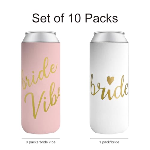 LotsBuyLots Bride & Bride Vibe Bachelorette Party Can Coolers(10 Pack),Bridesmaid Can Sleeves,Insulated Neoprene Drink Hol...