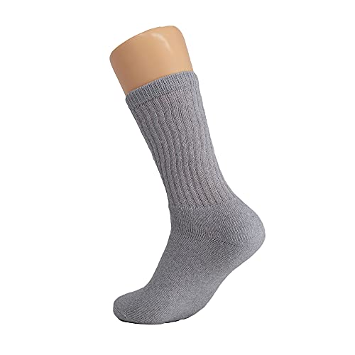 AWS/American Made 3 Pairs Gray Athletic Crew Socks for Women (Shoe Size 9 to 11)