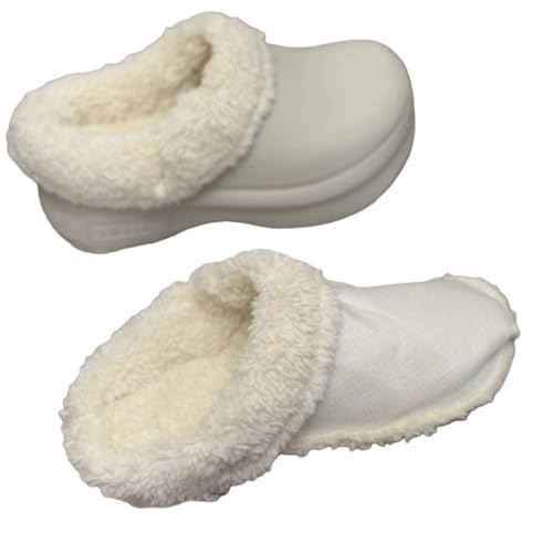 1Pair Removable Fleece Lined Clog Slipcovers, Short Fleece Lining Thickened Insole, for Chef Shoes Kitchen Indoor Outdoor,...