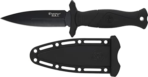 Smith & Wesson 8.5 in High Carbon SS Fixed Blade Knife with 4 in False Edge Blade for Outdoor Tactical Survival and EDC,Black