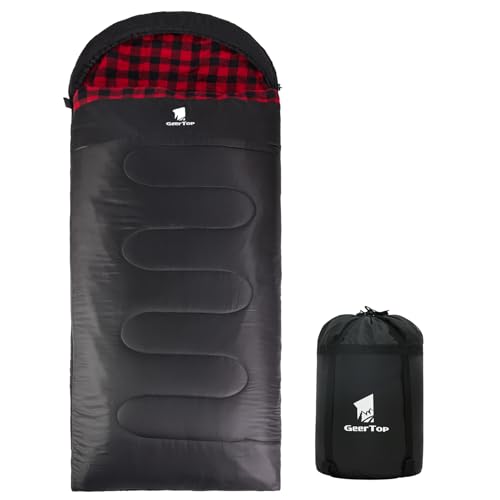 GEERTOP Flannel Sleeping Bags for Adults Big & Tall People Portable Cold Weather Envelope XXL All Seasons Camping Sleeping...