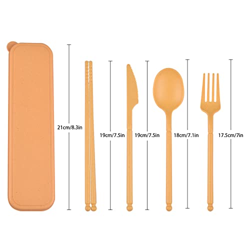 Travel Utensils with Case, Rrusable Utensils Set with Case, Plastic Cutlery Set Forks Spoon Tableware, Portable Camping Cu...