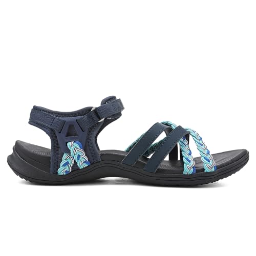 UBFEN Womens Hiking Comfort Sport Sandals Beach Vacation Camping Casual Sport Sandals with Adjustable Straps and Arch Support