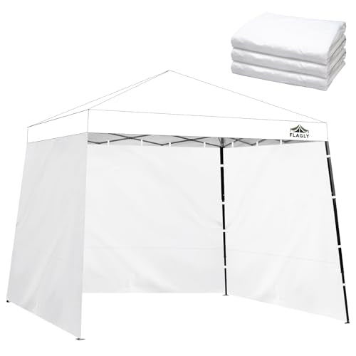 FLAGLY Slant Leg Canopy Sidewall - 3 Pack 300D Waterproof Attachable Tent Wall for 10x10ft Canopy, Privacy Shade for Outdo...