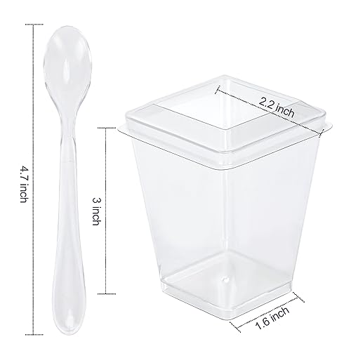 EASERCY 50 Pack 5 oz Plastic Dessert Cups with Lids, Yogurt Parfait/Appetizer Cup with Lids for Party, Mini Dessert Cups w...