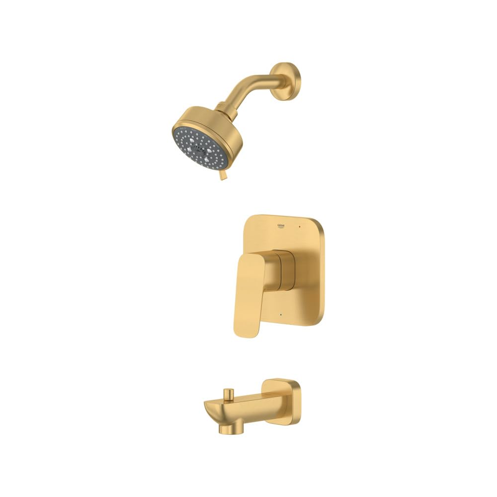 Grohe 105380GN00 Cubeo Pressure Balance Valve Tub/Shower Trim Kit, Brushed Gold