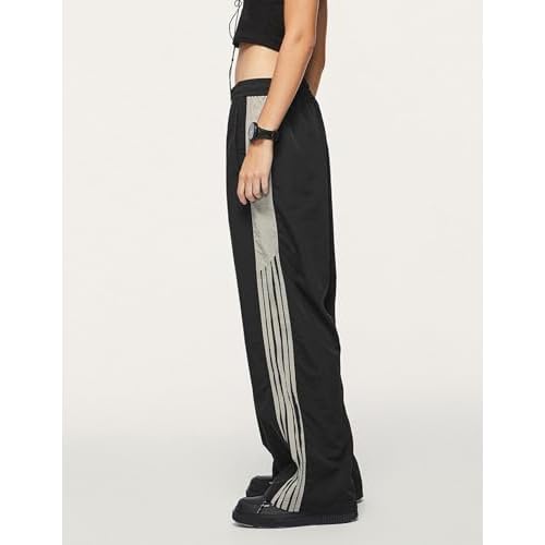 Aelfric Eden Striped Track Pants Men Parachute Pants Women Baggy Sweatpants Y2k Wide Leg Cargo Pants with Drawstring