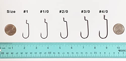 Angler's Grotto Offset Shank Round Bend Worm Hook | 10/25 Count Per Pack | Freshwater Saltwater Fishing Hooks | High Carbo...