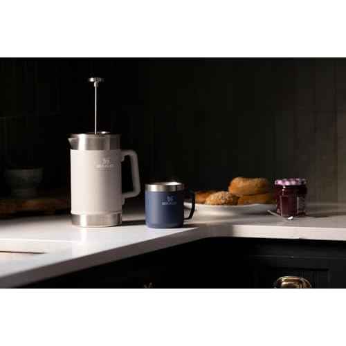 STANLEY Stay-Hot Camp Mug 12 oz | Press Fit Drink Through Lid | Cup for Coffee, Tea and Drinks | Insulated Stainless Steel Coffee Mug | BPA-Free | Plum