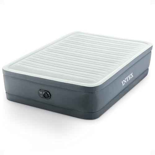 Intex PremAire I Fiber-Tech Elevated Dura Beam Technology Home Air Mattress Bed with Electric Built-in Pump, Full