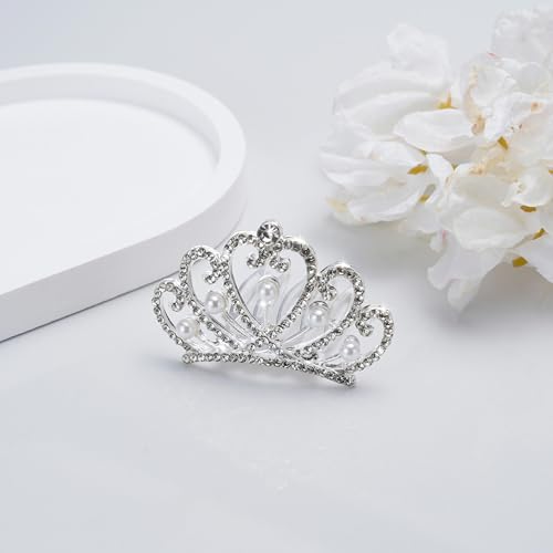 JINYEAH Mini Crowns Pearl Tiaras Mini Tiara Headband Rhinestone Princess Hair Accessories Tiny Crown Hair Clip Small Tiara...