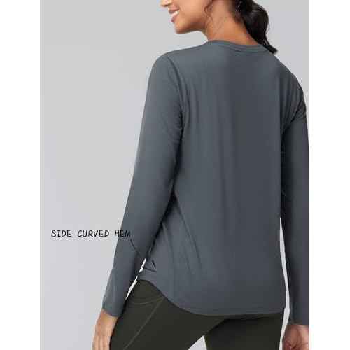 THE GYM PEOPLE Women's Long Sleeve Soft Workout Shirts Basic Crewneck UPF 50+ Sun Lightweight Fall Athletic Running Tops